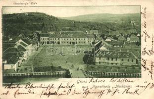 Szentágota, Agnetheln, Agnita; Piac tér / market sqaure (ázott / wet damage)