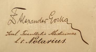 1927 Orvosi diploma, papíron, pecséttel, aláírásokkal, eredeti kemény tokkal