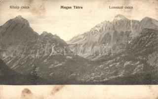 Tátra, Magas Tátra, Vysoké Tatry; Közép csúcs, Lomniczi csúcs / mountain peaks (fl)