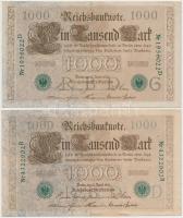 Vegyes: Német Birodalom 1910. 1000M hétjegyű sorszám, zöld pecséttel (6x) + Lengyelország 1919. 1000...