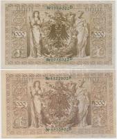 Vegyes: Német Birodalom 1910. 1000M hétjegyű sorszám, zöld pecséttel (6x) + Lengyelország 1919. 1000...