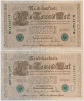 Vegyes: Német Birodalom 1910. 1000M hétjegyű sorszám, zöld pecséttel (6x) + Lengyelország 1919. 1000...