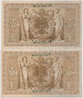 Vegyes: Német Birodalom 1910. 1000M hétjegyű sorszám, zöld pecséttel (6x) + Lengyelország 1919. 1000...