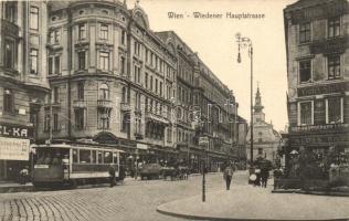Vienna, Wien IV. Wiedener Hauptstrasse, Wiener Lederwaren / main street, tram, leather shop (EK)
