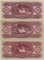 1949. 100Ft (2x) + 1957. 20Ft + 100Ft T:III,III-(csak egy db)