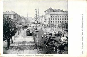 Vienna, Wien II. Praterstern / statue, tram, horse carriage (EK)