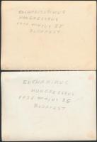 1938 Budapest, Eucharisztikus Kongresszus, 2 db fotó, hátoldalon feliratozva, 13x18 cm