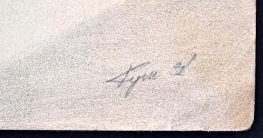 Király jelzéssel: Robot festő. Ceruza, papír, 23×33 cm