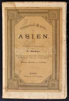 1890 Ázsia térkép, kartonra kasírozva, General-Karte von Asien, F. Handtke, 70x87cm