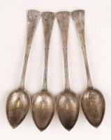Ezüst (Ag.) mokkáskanál készlet (4 db), jelzett, mesterjeggyel, h: 11 cm, nettó: 67 g