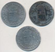 1849NB 6kr Ag (3x) T:2-,3 forrasztásnyom