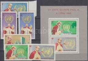 VI. Pál pápa látogatása az ENSZ-ben sor + blokk, Pope Paul VI's visit to the United Nations set + block
