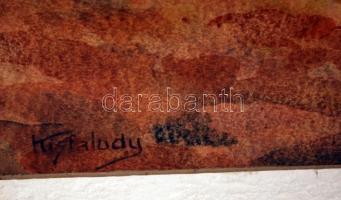 Kisfaludy jelzéssel: Patak boltíves kapu alatt. Akvarell, papír, üvegezett keretben, 35×24 cm