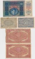 10db-os vegyes magyar korona bankjegy tétel, közte 1915. 10K, 1920. 50K "Orell Füssli Zürich&qu...