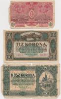 10db-os vegyes magyar korona bankjegy tétel, közte 1915. 10K, 1920. 50K "Orell Füssli Zürich&qu...