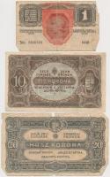 10db-os vegyes magyar korona bankjegy tétel, közte 1915. 10K, 1920. 50K "Orell Füssli Zürich&qu...