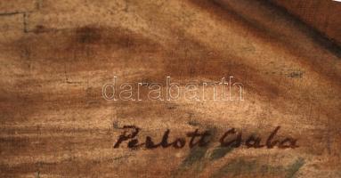 Perlott jelzéssel: Falusi utca. Olaj, vászon, 50×50 cm