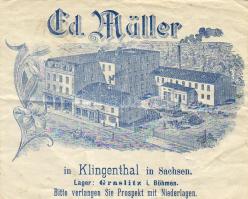 ca. 1900. Klingenthali vegyi és gyógyszergyár díszes borítékja / Dekor. Briefumschlag von Fabrik diabetischer Präparaten, Klingenthal, Sachsen