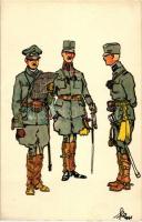 A K.u.K. hadsereg tisztjei / Officers of the Austro-Hungarian Army, artist signed (EK)