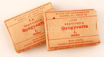 1953 Rico kötszerművek Vegytiszta Gyógyvatta, 2 db bontatlan csomag