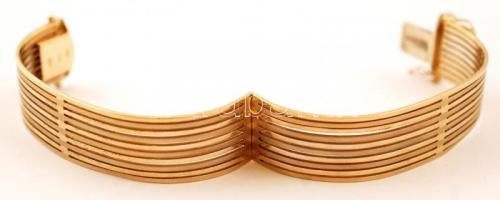 14 K arany karkötő áttört fazon, kapcsos szerkezettel. Jelzett. Nettó 32 g / 14 C gold bracelet  net...