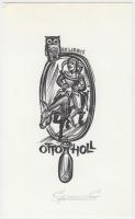 Gerard Gaudaen (1927-2003): Ex Libris Otto Holl. Fametszet, papír, jelzett, 9×4 cm