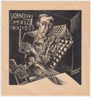 Buday György (1907-1990): Ex libris Klein Sándor. Fametszet, papír, jelzett a dúcon, 12,5x12 cm