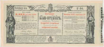Ausztria / Bécs 1879. "Sorsjegy állam-sorsjátékra a közös hadsereg mozgósított tartalékosai s az osztrák és magyar állam mozgósított honvédei családjai javára" T:I- Austria / Vienna 1879. "State Lottery Ticket for the Reservist of the Joint Army and the Families of the mobilized Honved's" C:AU