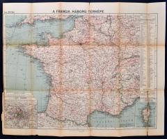 cca 1916 Európa Háború Térképe  + A Francia Háború Térképe szakadásokkal 54x43 cm