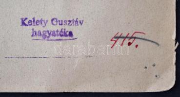 Kelety Gusztáv hagyatéki pecséttel: Várrom.  Ceruza-tus, papír, jelzés nélkül, 31×48 cm