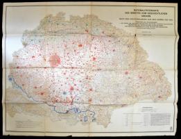 1940 Magyar nemzetiség aránya a történelmi Magyarország területén az 1930-1939 közötti népszámlálások adatai alapján. Nagyméretű térkép. 120x80 cm