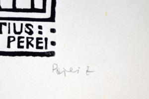 Perei Zoltán (1913-1992): Konrad Dinckmut. Linó, papír, jelzett, 20×12 cm