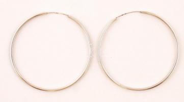 Ezüst  karika-fülbevaló, Ag., nettó: 10,4gr.,  jelzett, d:7cm  /Silver hoop earrings, Ag, net. 10,4gr, marked, d:7cm