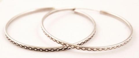 Ezüst  karika-fülbevaló, Ag., nettó: 10,4gr.,  jelzett, d:7cm  /Silver hoop earrings, Ag, net. 10,4g...