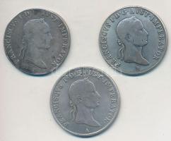 1833B-1835B 20kr Ag "I. Ferenc" (2xklf) + Ausztria 1852A 20kr Ag "Ferenc József"...
