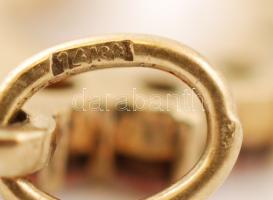 Arany gránátos patkó medál, 14k,  Au., bruttó: 1,5gr.,  jelzett (14k)/ Gold horseshoe pendant, 14k, ...