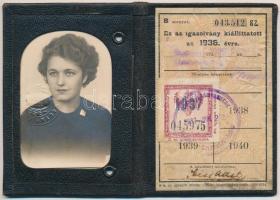 1936 Félárú jegyváltásra jogosító fényképes MÁV-igazolvány