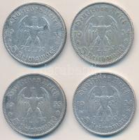 Német 3. Birodalom 1934A-1935A 5M Ag "Garnisonkirche" (2x) T:2- ph. German Third Reich 1934A-1935A 5 Mark Ag "Garnisonkirche" (2x) C:VF edge error