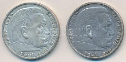 Német 3. Birodalom 1936A 5M Ag "Hindenburg" (2x) T:2- ph.
German Third Reich 1936A 5 Mark...