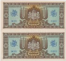 1945. 100.000P (4x) sorszámkövetők T:I
