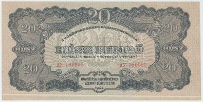 1944. 20P "A Vörös Hadsereg Parancsnoksága" előlapi alapnyomat elcsúszva, vágáshibás T:I