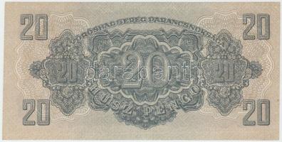 1944. 20P "A Vörös Hadsereg Parancsnoksága" előlapi alapnyomat elcsúszva, vágáshibás T:I