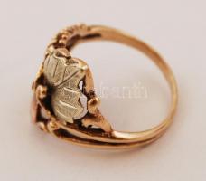 Arany szőlőleveles gyűrű, 14k,  Au., nettó: 3,5gr.,  jelzett, méret:53/ Golden grape leaf ring, 14k,...