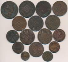 Vegyes: 36db-os vegyes magyar, osztrák, olasz rézpénz tétel, közte 1800B,S,E 6kr Cu "I. Ferenc&...