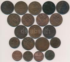 Vegyes: 36db-os vegyes magyar, osztrák, olasz rézpénz tétel, közte 1800B,S,E 6kr Cu "I. Ferenc&...