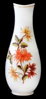 Hollóházi virágmintás porcelán emlékváza, matricás, hibátlan, jelzett, m: 25 cm