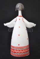 Hollóházi porcelán lány, kézzel festett, jelzett, hibátlan, m: 19 cm