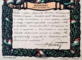 1919 Horthy Miklós budapesti bevonulásénak emléklapja 17x25 cm