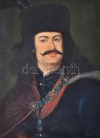 Olvashatatlan jelzéssel: Mányoki Ádám után II. Rákóczi Ferenc portréja. Olaj, vászon, feltekerve 54x74 cm.