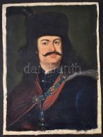 Olvashatatlan jelzéssel: Mányoki Ádám után II. Rákóczi Ferenc portréja. Olaj, vászon, feltekerve 54x...